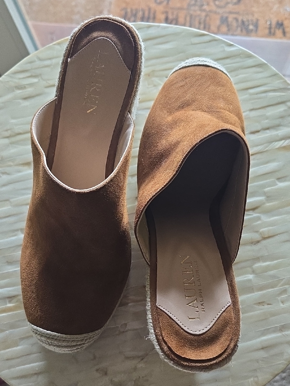 Lauren Ralph Lauren Brown Suede Espadrille Mule